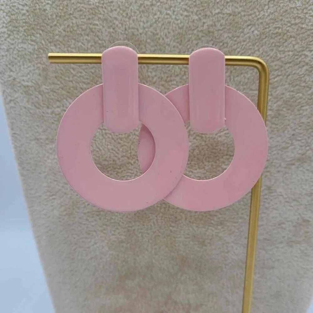 J Crew Pink Enamel Circle Earrings